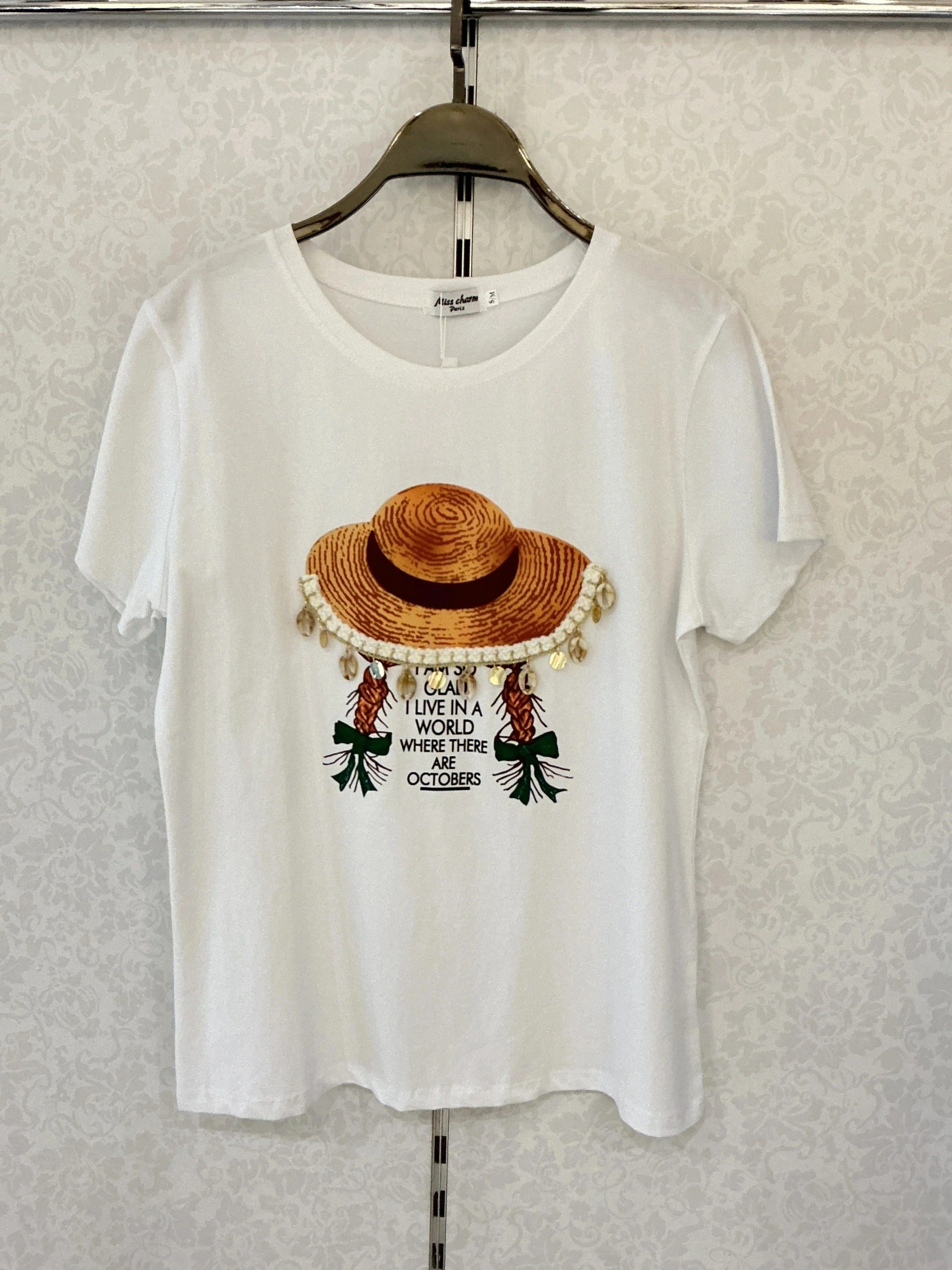 T-shirt femme blanc citation Anne Shirley – “I’m so glad I live in a world where there are Octobers”